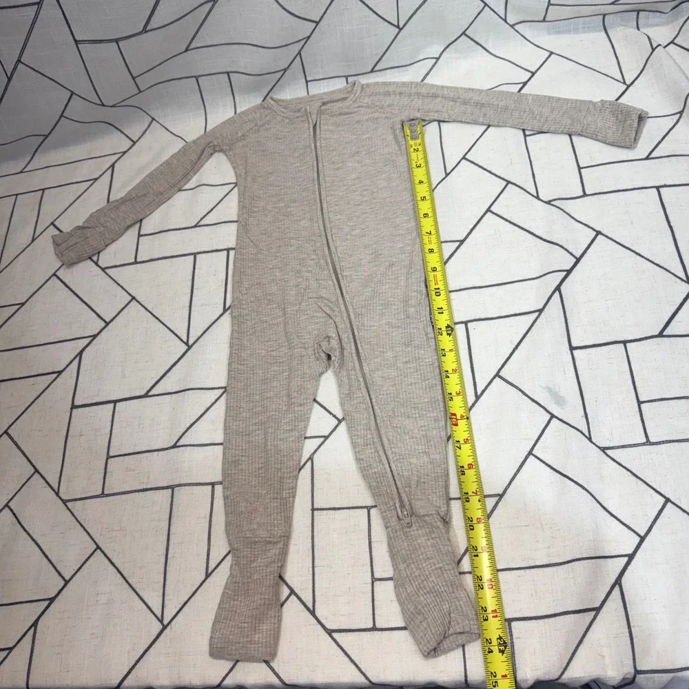 Little Sleepies Zippy 12-18 Months Heathered Tan Ribbed‎ Bamboo Viscose Romper